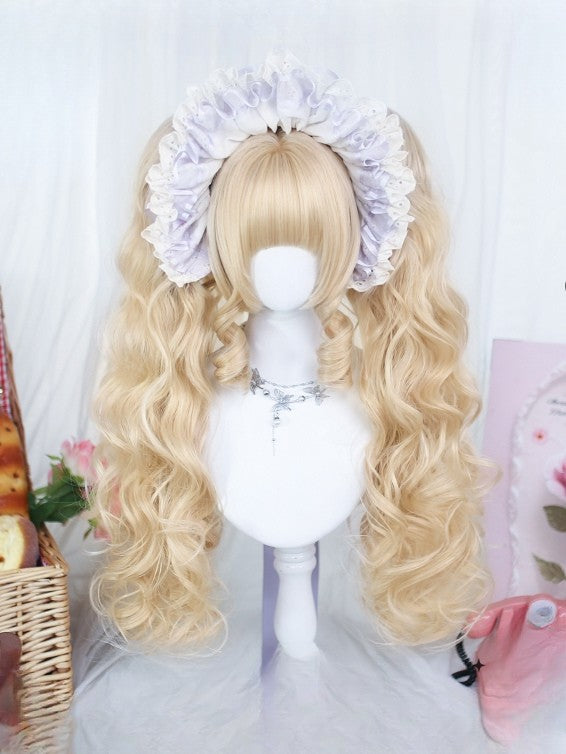 + Wig Short Double With Wavy Blonde 20CM Full Claw Bangs Ponytail 55-60CM Clips
