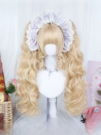 + Wig Short Double With Wavy Blonde 20CM Full Claw Bangs Ponytail 55-60CM Clips