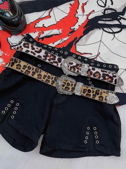 Y2K Punk Leopard Waist Belt