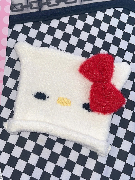 Bowknot Y2K Knitted Kitty Hat