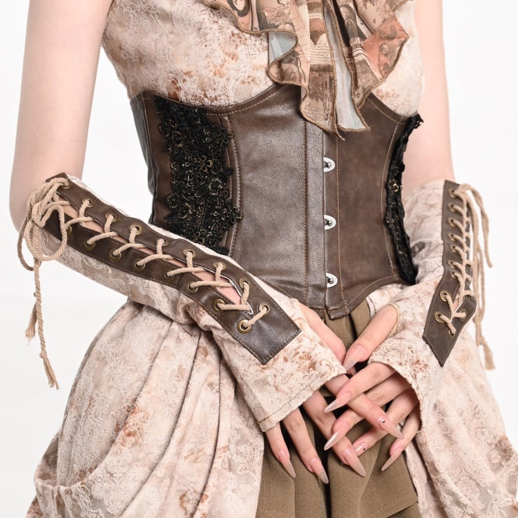 Light Brown Lace-up Steampunk Sleeves