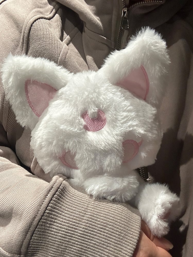 White and Pink Pastel Goth Magic Kitty Plushie