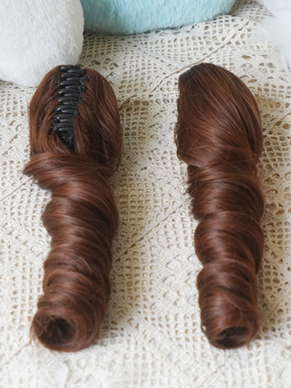 Caramel Bob Cut Straight Wig With Bangs＋Double Long/Short Ponytail Claw Clips
