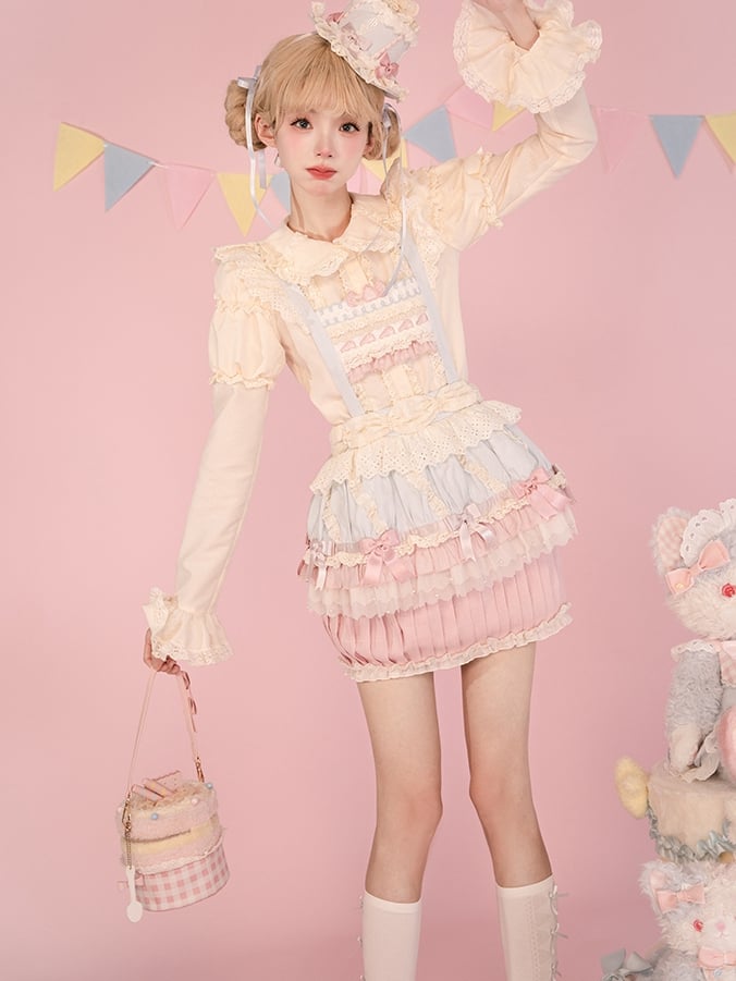 Pink Plaid Pattern Sweet Lolita Plush Cupcake Bag