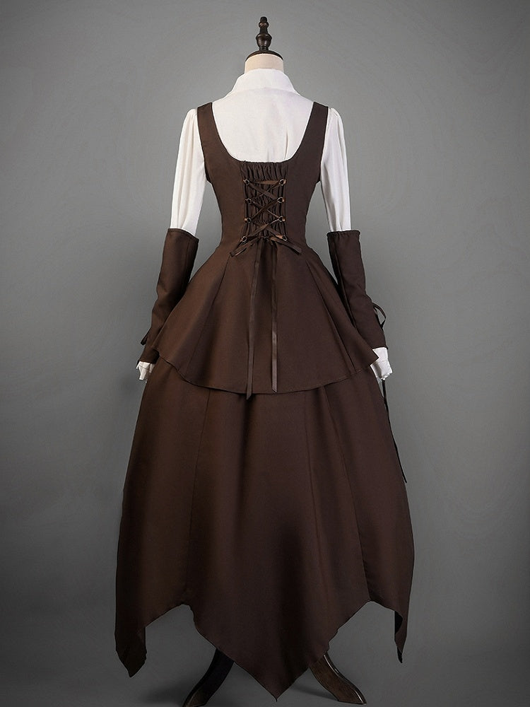Gilet gothique marron Steampunk Lolita sous la poitrine