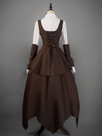 Gilet gothique marron Steampunk Lolita sous la poitrine