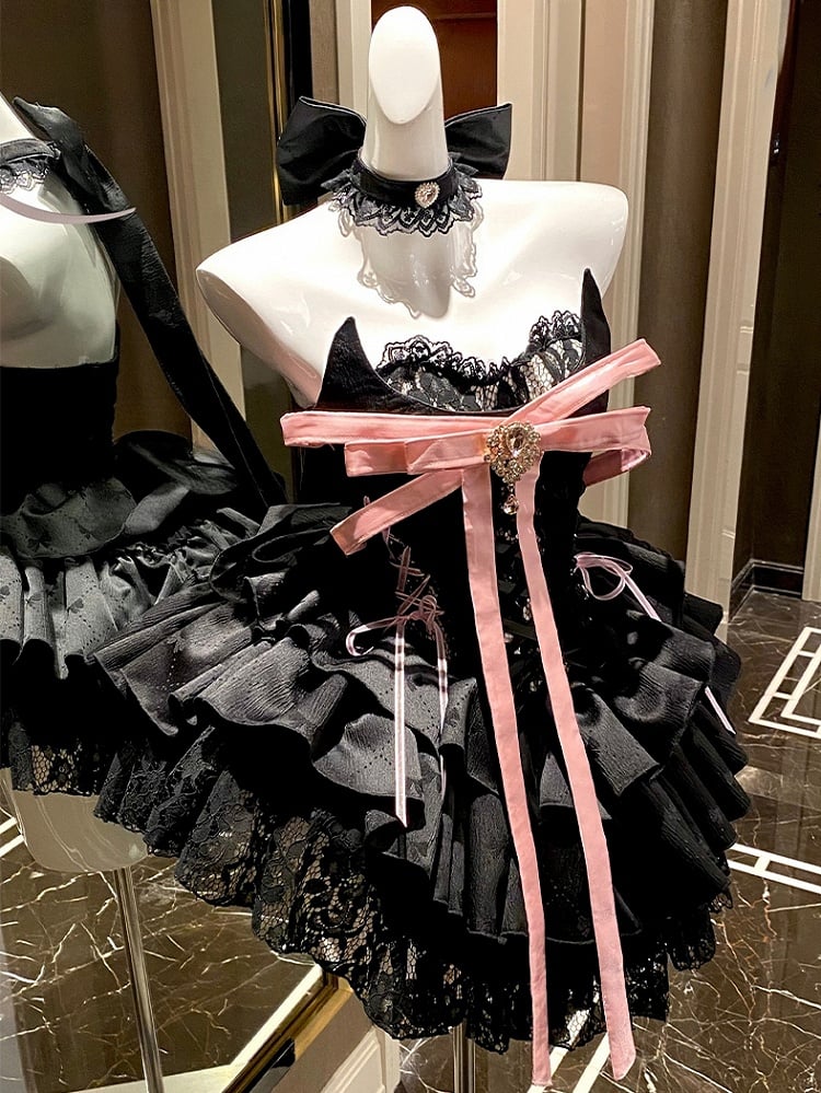 Clearance-Black Bowknot Big Choker