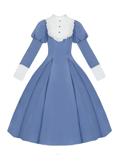 Blue Elegant Juliette Sleeves Dress Nun Lolita Long Sleeves One Piece