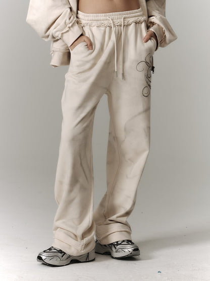 Wasteland Punk Beige Elastic Waist Pants