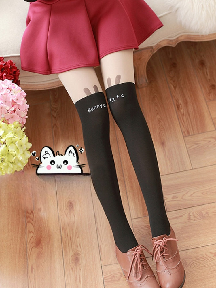 White/Black Bunny Ear Tights