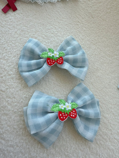 Barrette à cheveux en forme de nœud fraise rose/rouge/noir/bleu