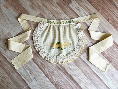 Muster Zitronengelb und Küken Gingham Print Schürze