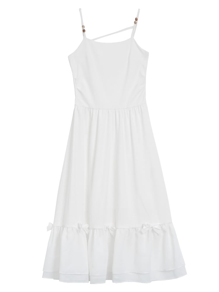 White Bowknot Details Slip Dress Short/Long Version