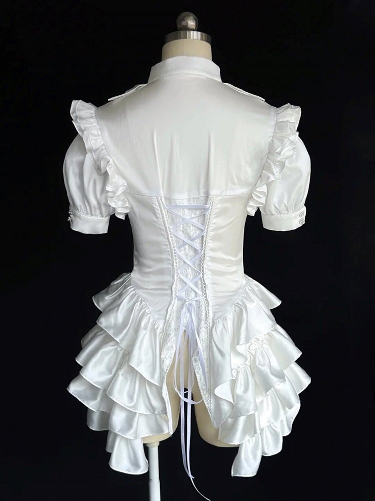 White Shorts Bloomer Shirt All Prince Lolita High - Set Outfit Cape + Waist Full Ouji Short Sleeves