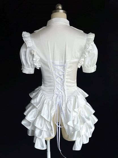 White Shorts Bloomer Shirt All Prince Lolita High - Set Outfit Cape + Waist Full Ouji Short Sleeves