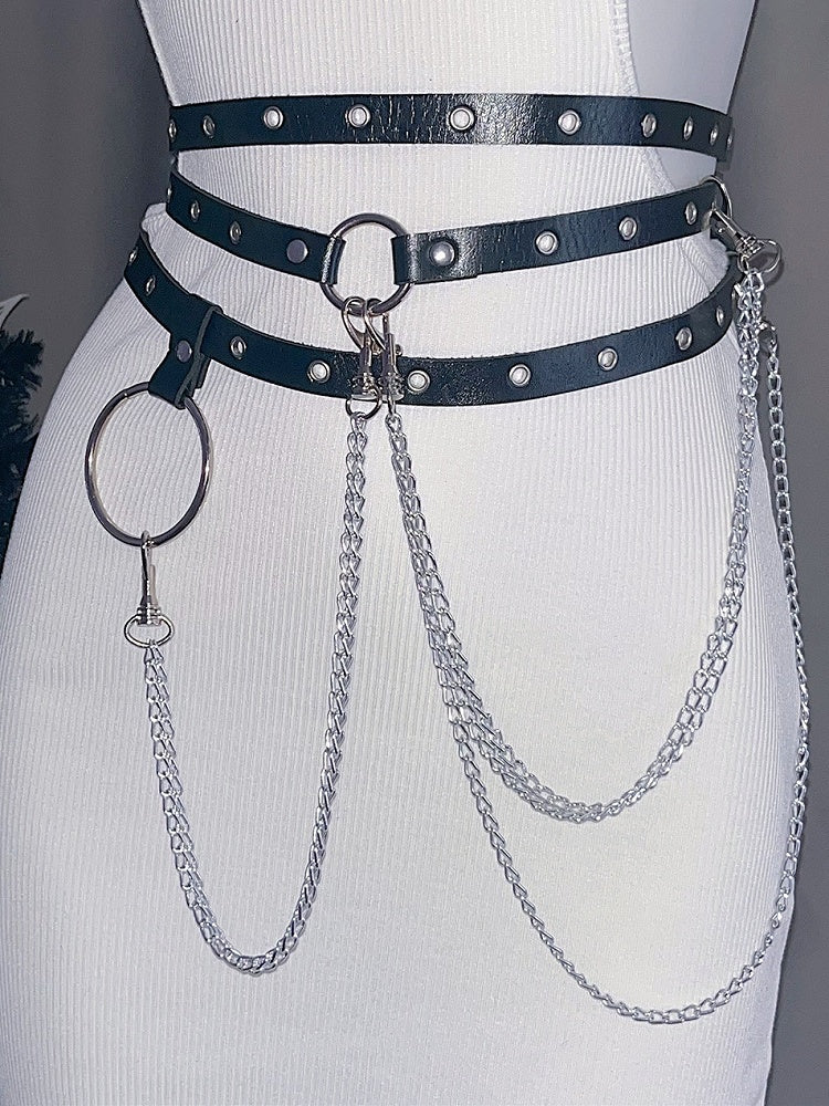 Options 2 Chain Y2K Charm Gürtel Schwarz Taille