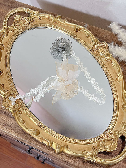 Green Flower and Champagne Bowknot Vine Choker