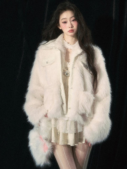 Beige Faux Fur Jacket