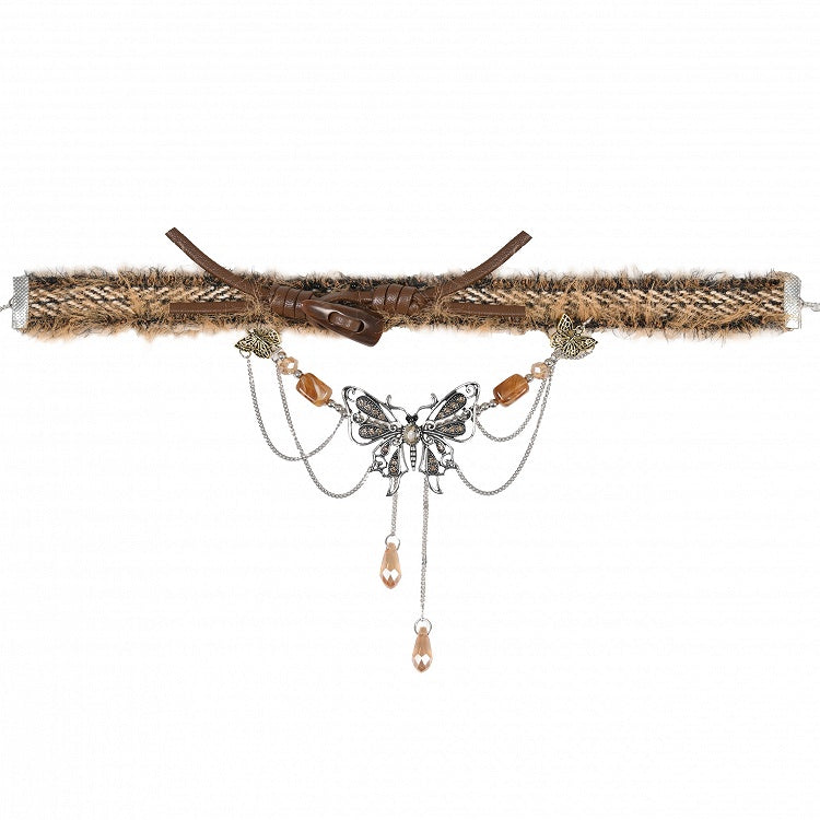 Fairy Butterfly Mori Pendant Brown Kei Choker