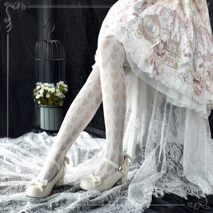 Black / White Heart Pattern Tights