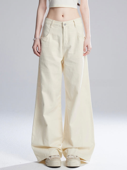 Apricot Low Waist Floor Length Wide-Leg Pants