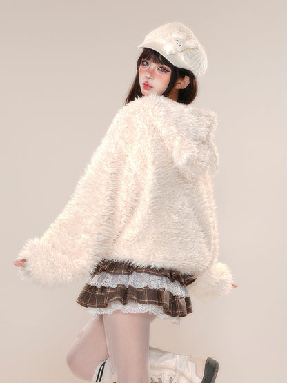 Tiered Plaid Brown Bow Accents Skirt