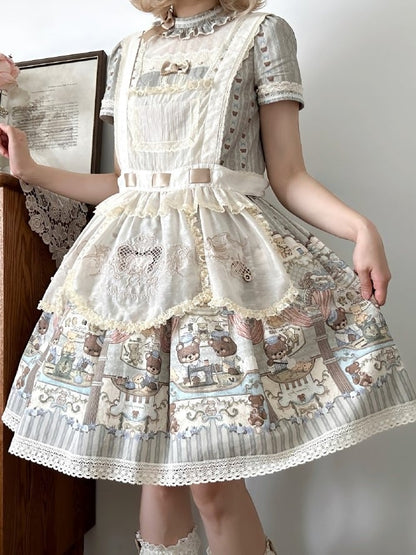 Lolita Embroidered Apron Beige
