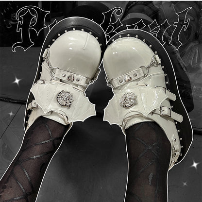 Goth Devil Wings Punk White Platforms Shoes