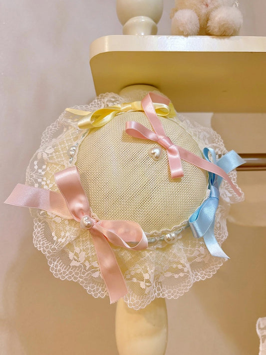 Lolita Sweet Bow Rainbow Mini Hat Pastel Accents with