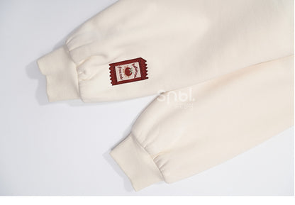 Cute Capybara Burger Applique Beige Thick Sweatshirt