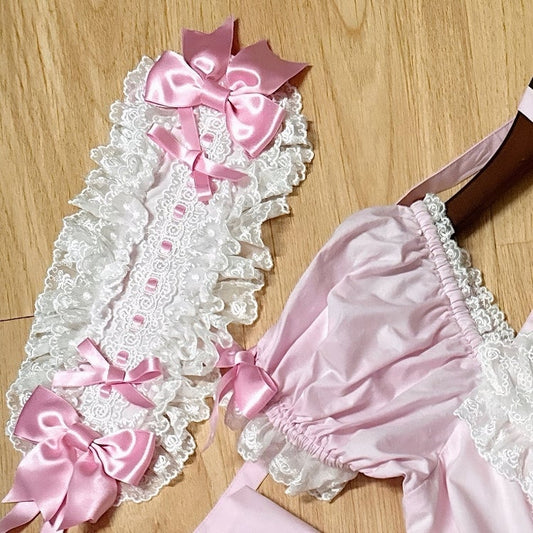 School Bows White Old Hairband and Pink