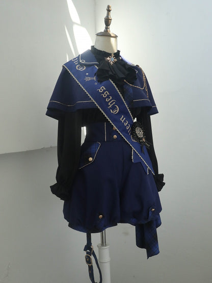 Dark Blue Ravenclaw Ouji Lolita Set Cape + High Waist Shorts