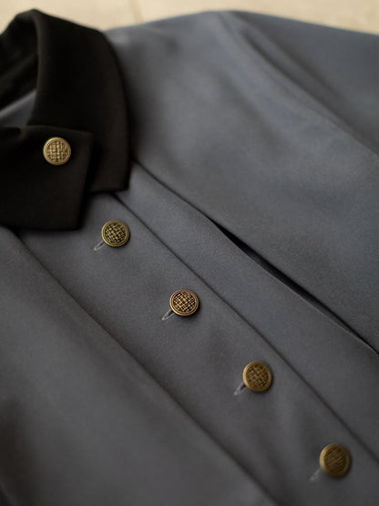 Dark Gray Autumn and Winter Classic One Piece Front Button Placket