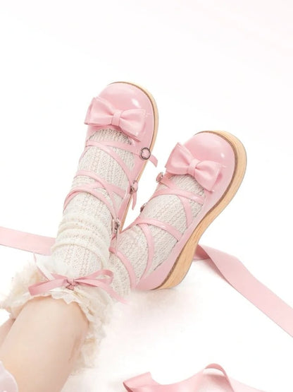 Lolita Zehenschuhe Plateau Rund Süß - Pink Peach