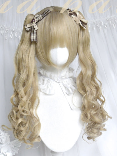 + Wigs Ponytails Wavy Short Bangs Two Blonde Long Claw With