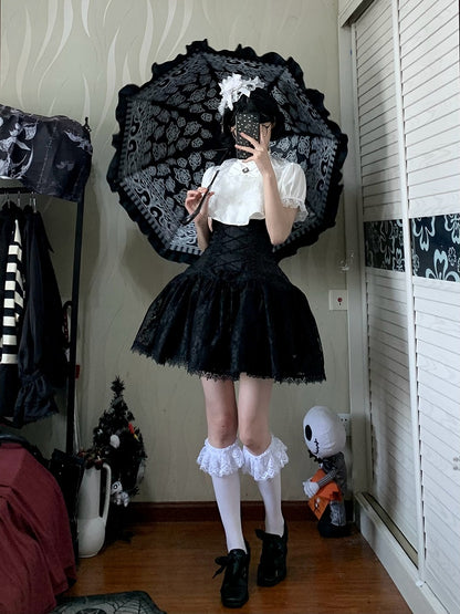 Waist Super High Under Skirt Short Lolita Version Bust Gothic Black