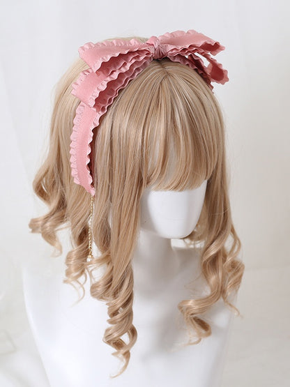 Süße Lolita-Charms mit Rüschen, rosa KC, mehrlagig, mit Schleifenperle
