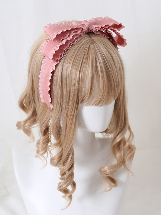 Süße Lolita-Charms mit Rüschen, rosa KC, mehrlagig, mit Schleifenperle