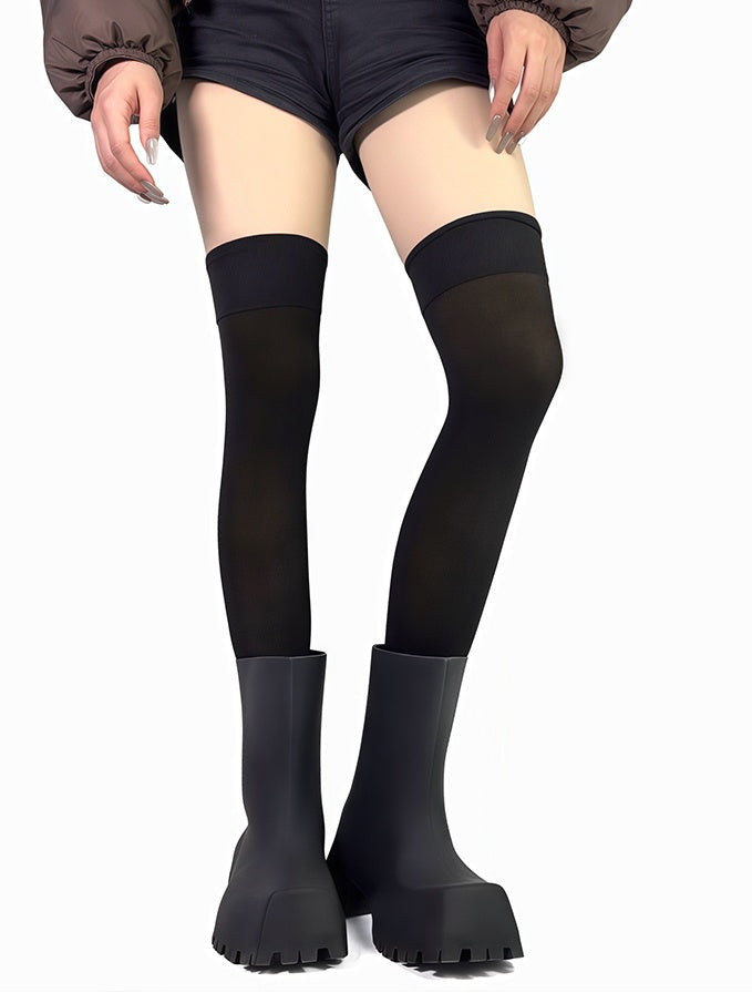 White/Black Print Overknee Stockings