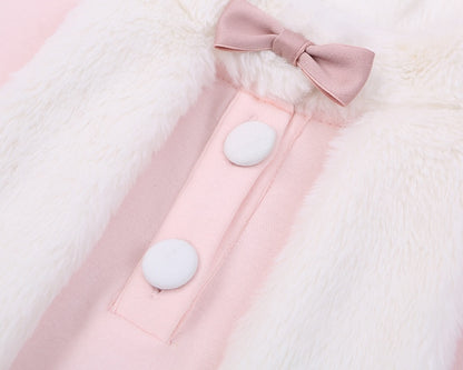 Pink Cute Bunny Ears Plush Collar Sweatshirt