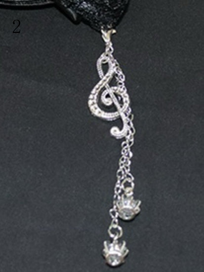 With Charm Crown Chain Black Mini Silver Hat Notes And Musical