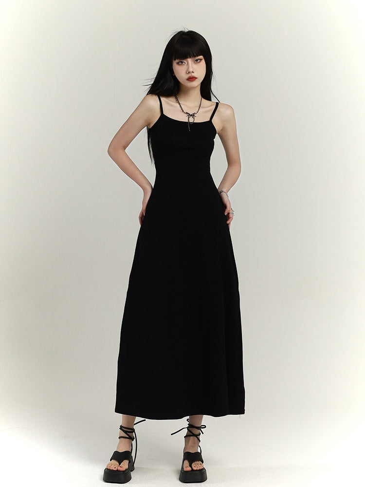 Robe camisole slim glamour grise/noire longueur cheville