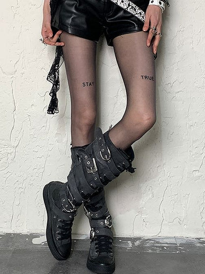 Tights Y2K Print Black Letter
