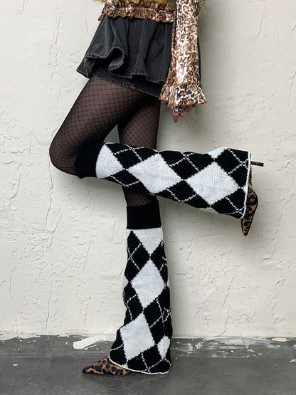 Black&White Y2K Diamond Leg Warmers