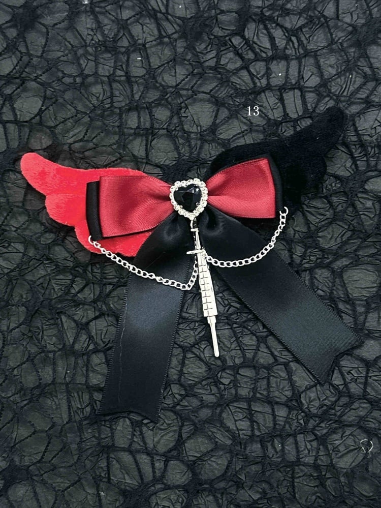 Black Red Halloween Jirai Kei Bowknot Hairclips