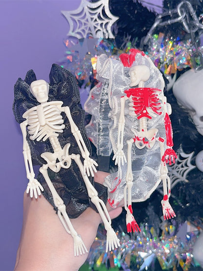 White/Black Halloween Skeleton Lace Trim KC