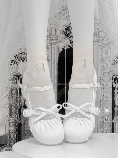 Zehenfreie PU-Schuhe mit niedrigem Absatz, weiß, rund
