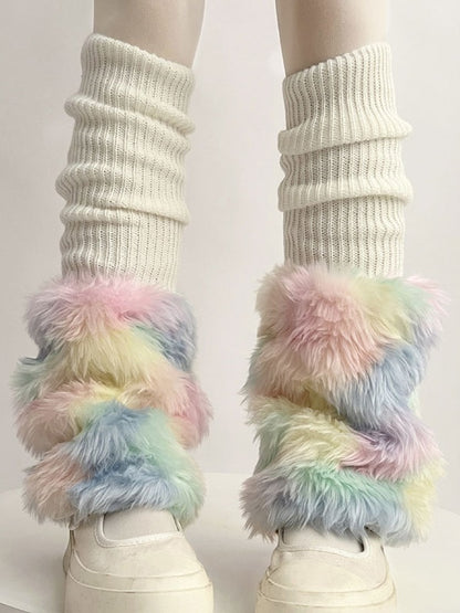 Rainbow Y2K Shaggy Leg Warmers