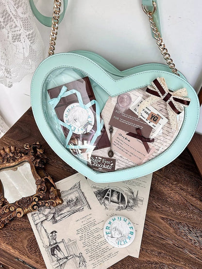 PU with Heart-shaped Bowknot Ita Bag Green