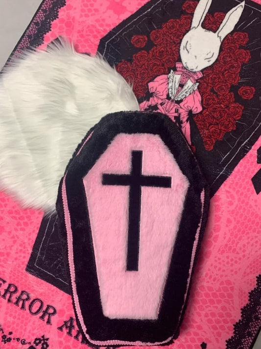 Black & Pink Jirai Kei Gothic Cross Coffin-Shaped Backpack